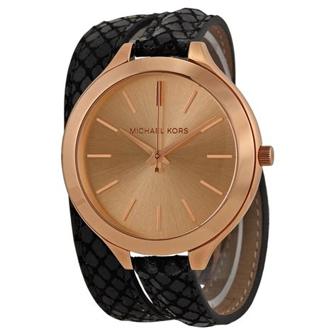 michael kors slim runway watch leather